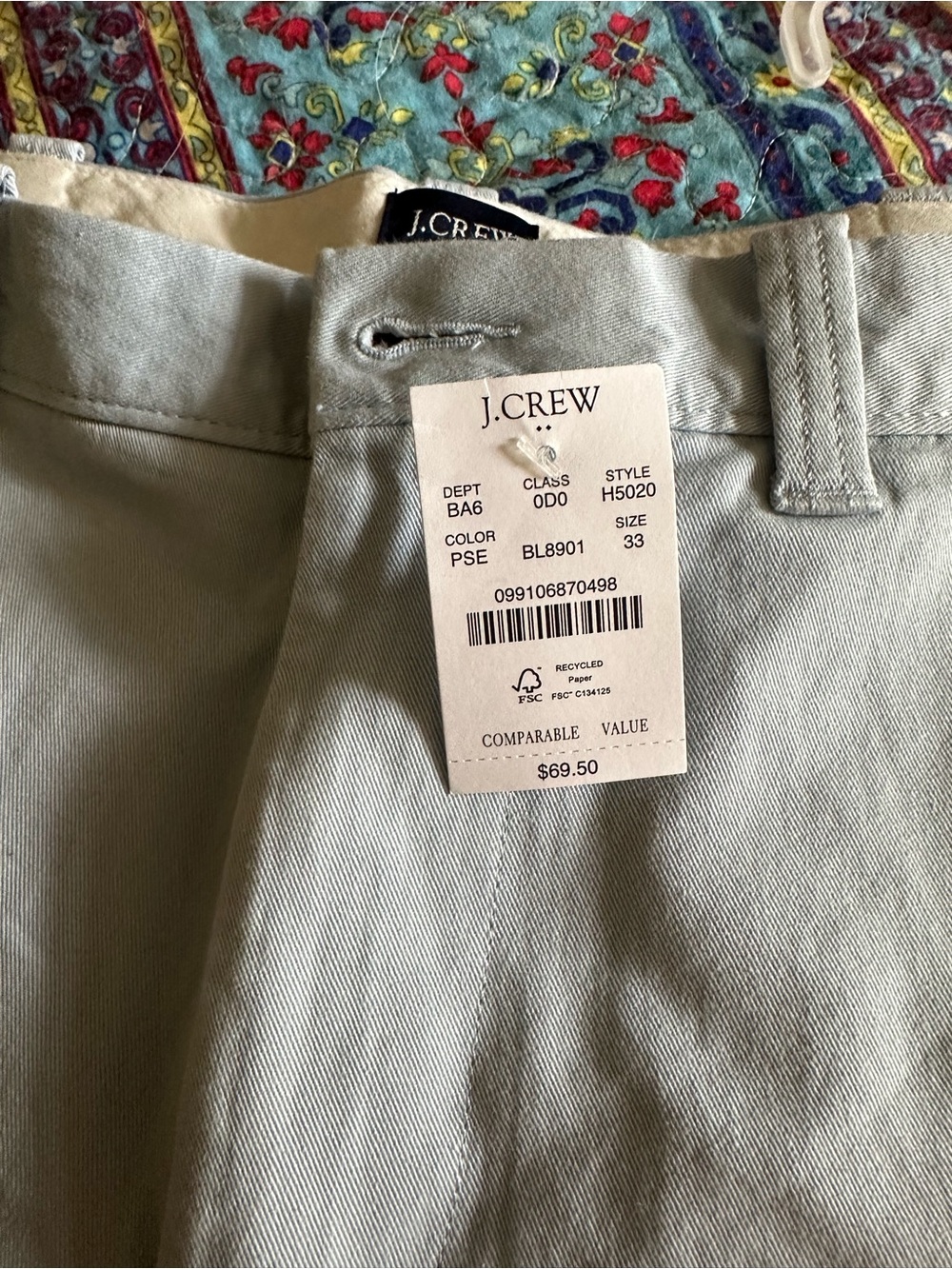 J. Crew Men’s Flat Front Shorts in Light Sage
